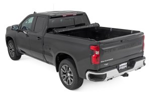 Chevrolet Silverado 1500 Soft Roll Up Bed Cover - Rough Country - Roll-Up Design, Marine-Grade Vinyl - Matte Black - '19-'24